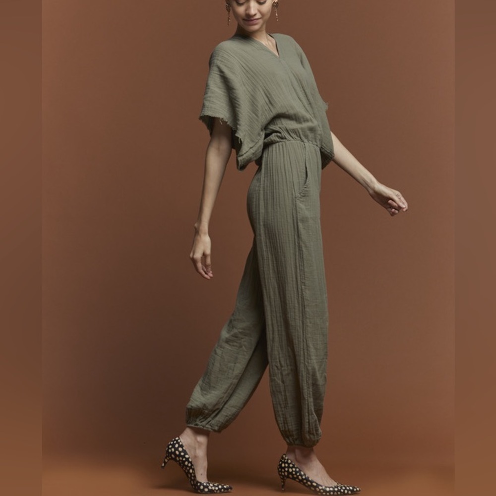 STARK X Kimono Sleeves Jumpsuit Olive Green New Cotton Gauze Garmentory Sold Out